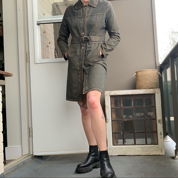 Vintage Y2K Acid Wash Jacket Dress With Belt - Picture 2 of 4